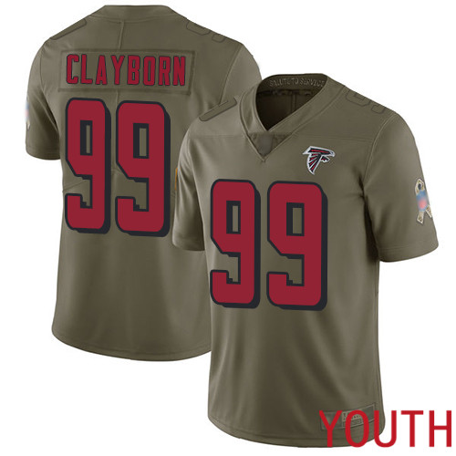 Atlanta Falcons Limited Olive Youth Adrian Clayborn Jersey NFL Football #99 2017 Salute to Service